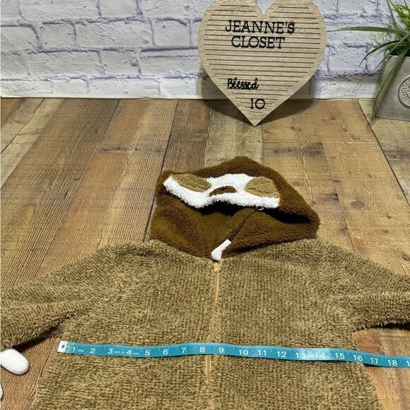 Sloth one piece jumpsuit romper hoodie mittens costume fleece animal - Picture 8 of 10